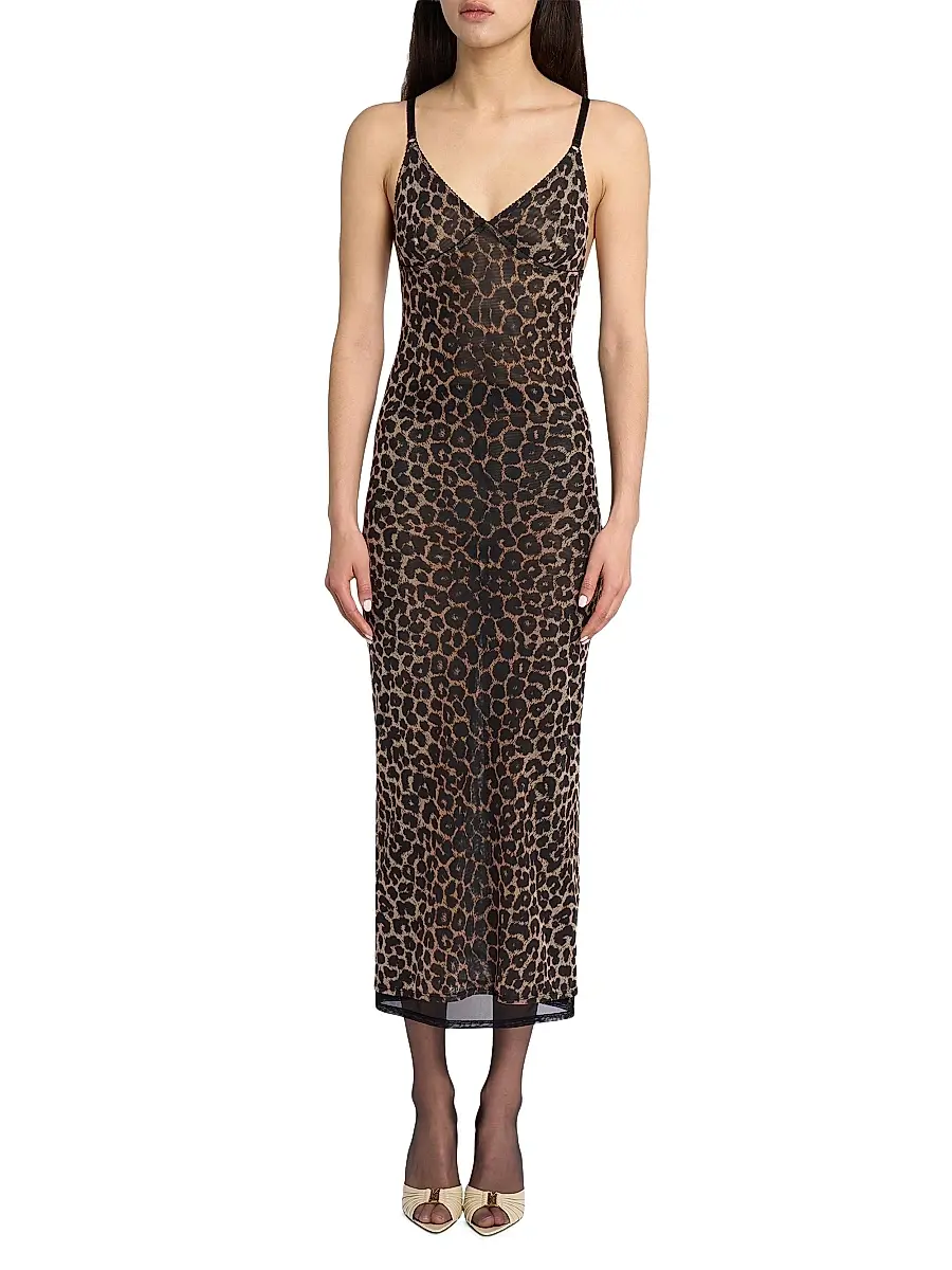 Saint Laurent Women's Slip Dress in Leopard Tulle - Leopard | Thumbnail 3 Saint Laurent Women's Slip Dress in Leopard Tulle - Leopard | Thumbnail 3