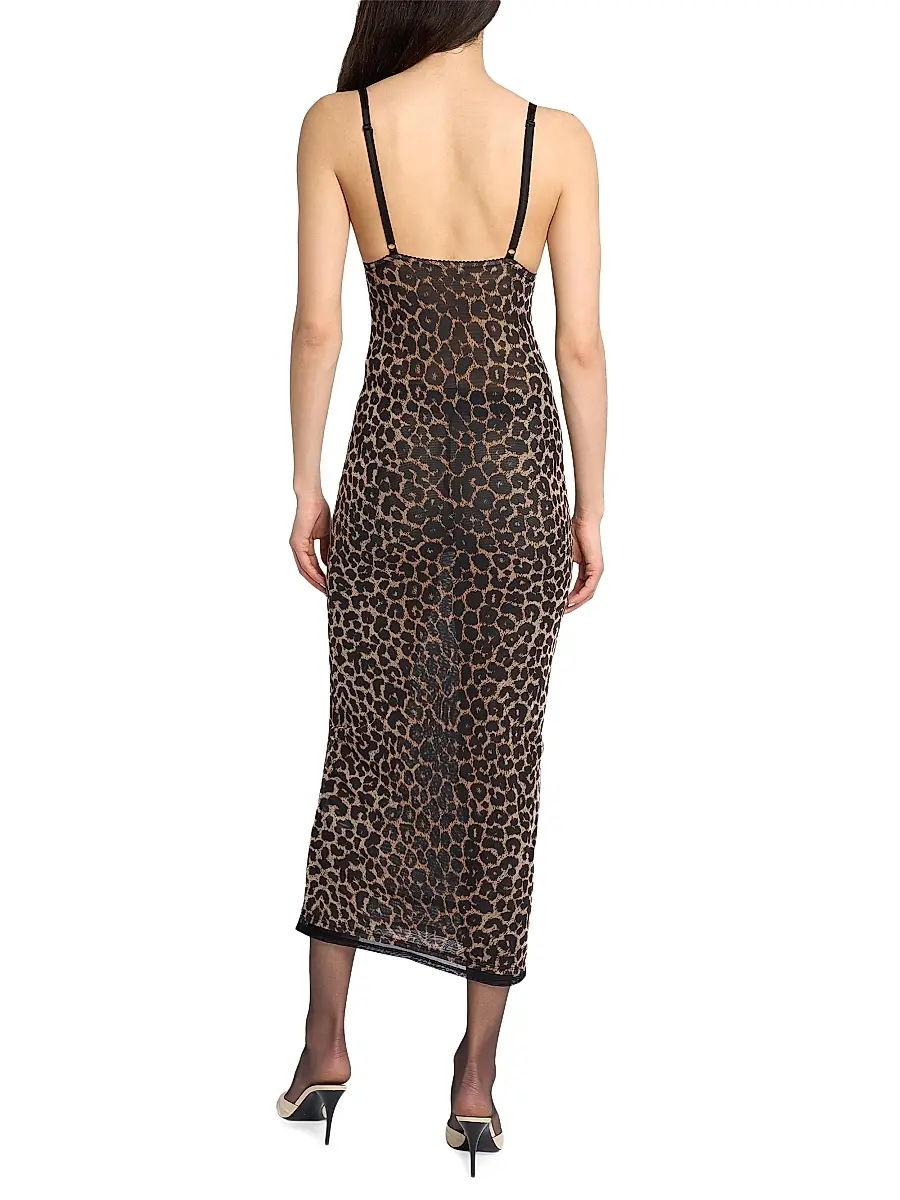 Saint Laurent Women's Slip Dress in Leopard Tulle - Leopard | Thumbnail 5 Saint Laurent Women's Slip Dress in Leopard Tulle - Leopard | Thumbnail 5