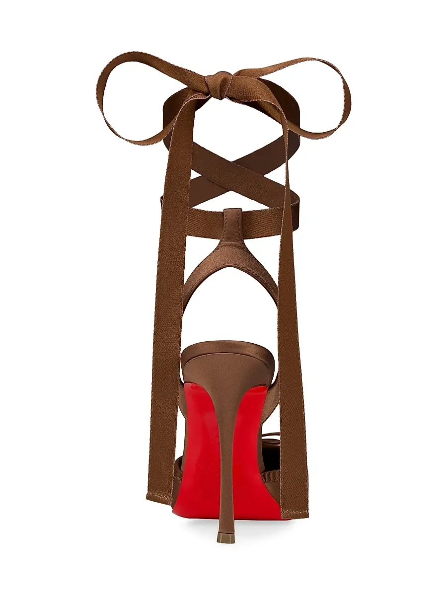 Christian Louboutin Women's Cassia Lace Up 100MM Satin Pumps | Thumbnail 3