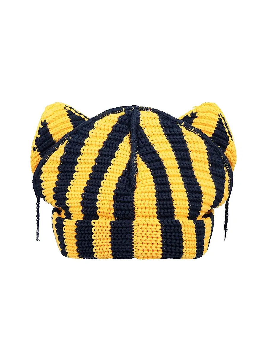 Charles Jeffrey Loverboy Men's Chunky Ears Beanie - Yellow Navy | Thumbnail 2 Charles Jeffrey Loverboy Men's Chunky Ears Beanie - Yellow Navy | Thumbnail 2