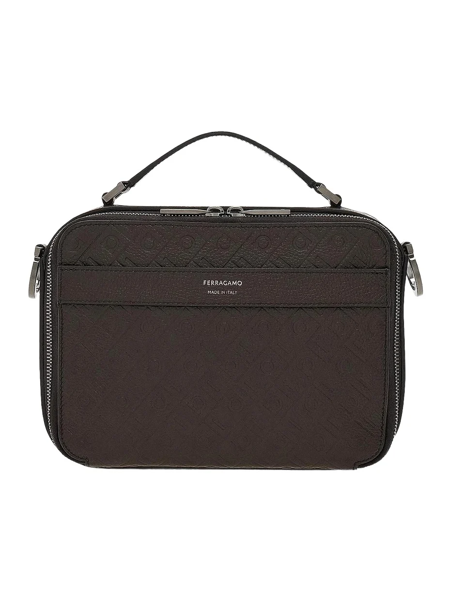 Ferragamo Men's Embossed Leather Shoulder Bag