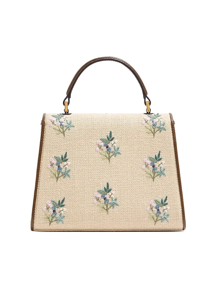 Valentino Women's VSling Small Handbag in Linen with Embroidery | Thumbnail 4 Valentino Women's VSling Small Handbag in Linen with Embroidery | Thumbnail 4