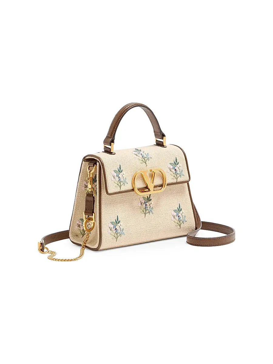 Valentino Women's VSling Small Handbag in Linen with Embroidery | Thumbnail 5 Valentino Women's VSling Small Handbag in Linen with Embroidery | Thumbnail 5
