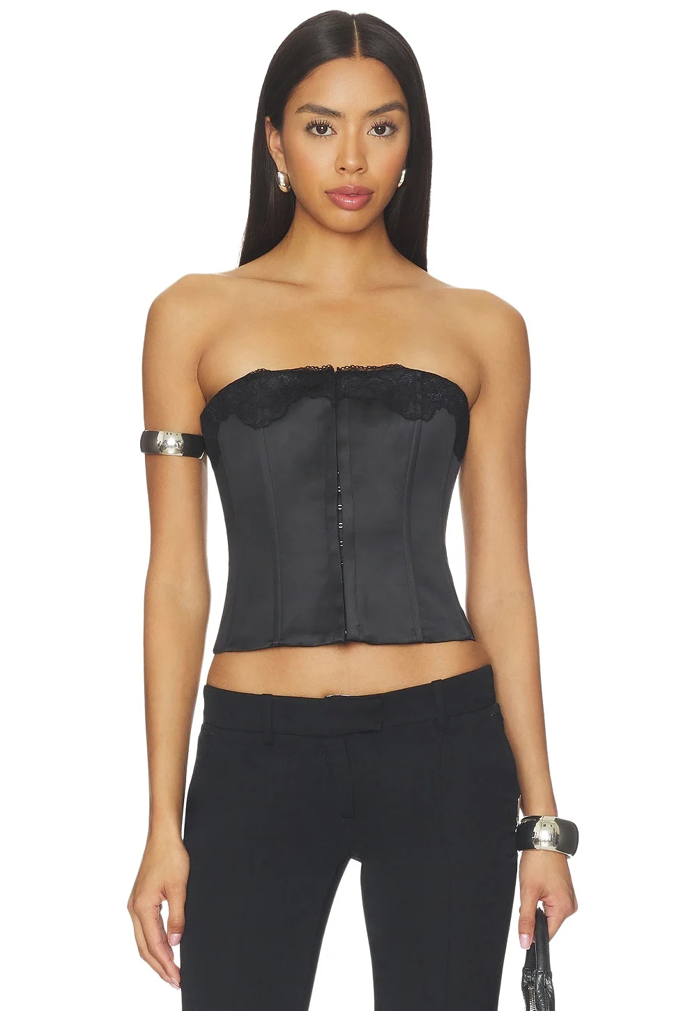 Jean Lace Trim Satin Corset Jean Lace Trim Satin Corset