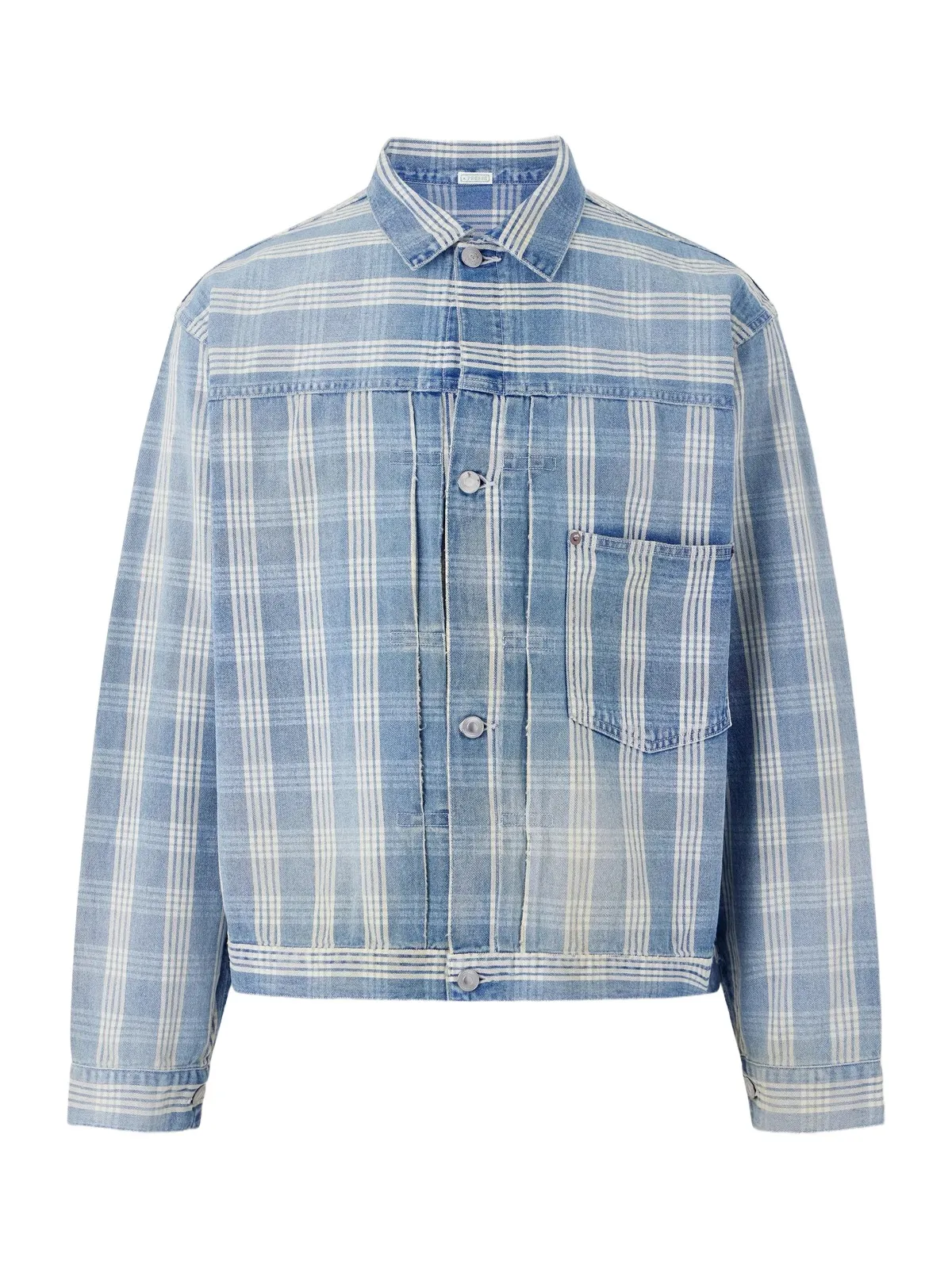 Checked Denim Jacket - Men