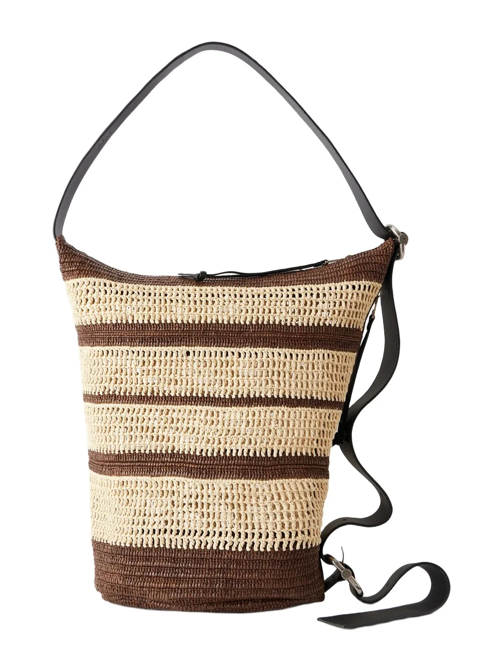 Loewe Paula's Ibiza Loop Bucket Medium Leather-Trimmed Raffia Tote Bag - Men