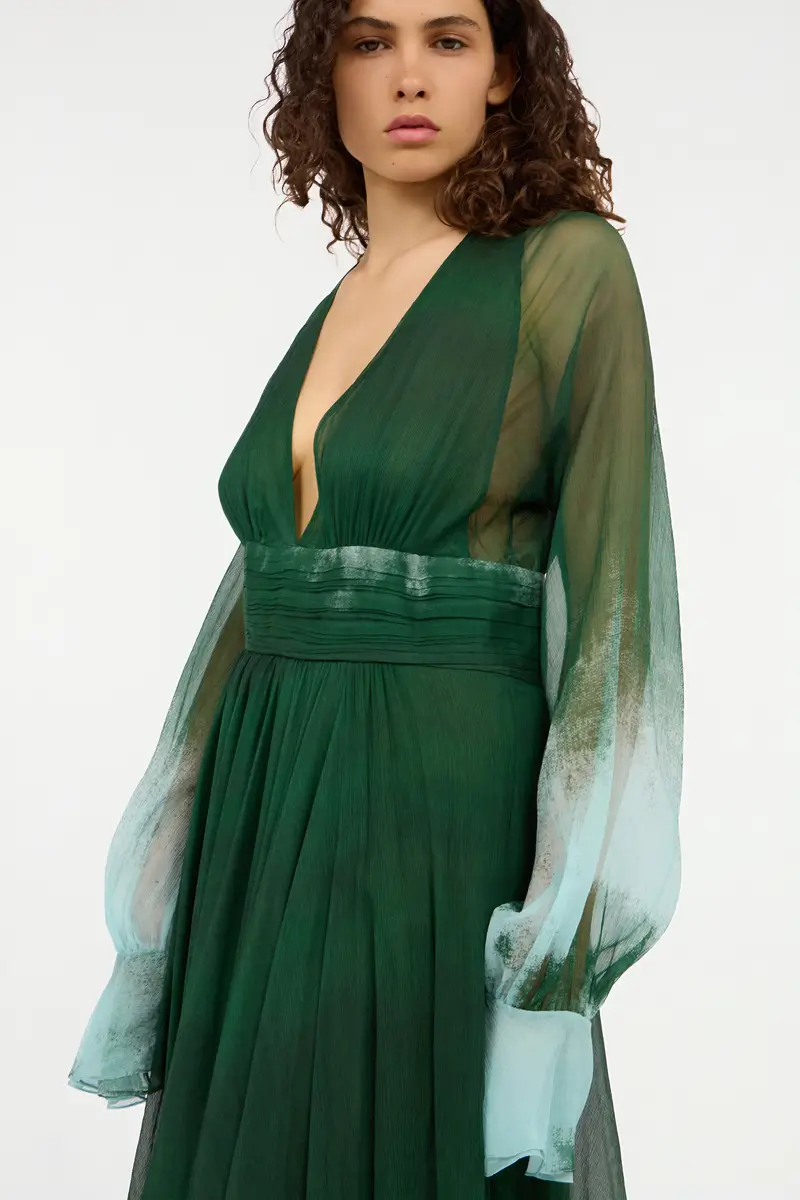 Roberto Cavalli Long Empire-Style Pure Silk Dress | Thumbnail 5