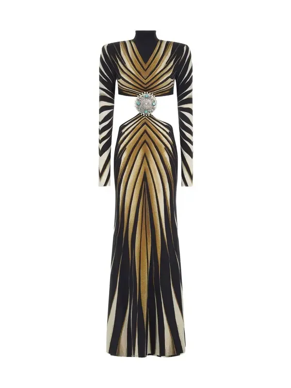 Cut-out knit dress with Ray of Gold print Cut-out knit dress with Ray of Gold print