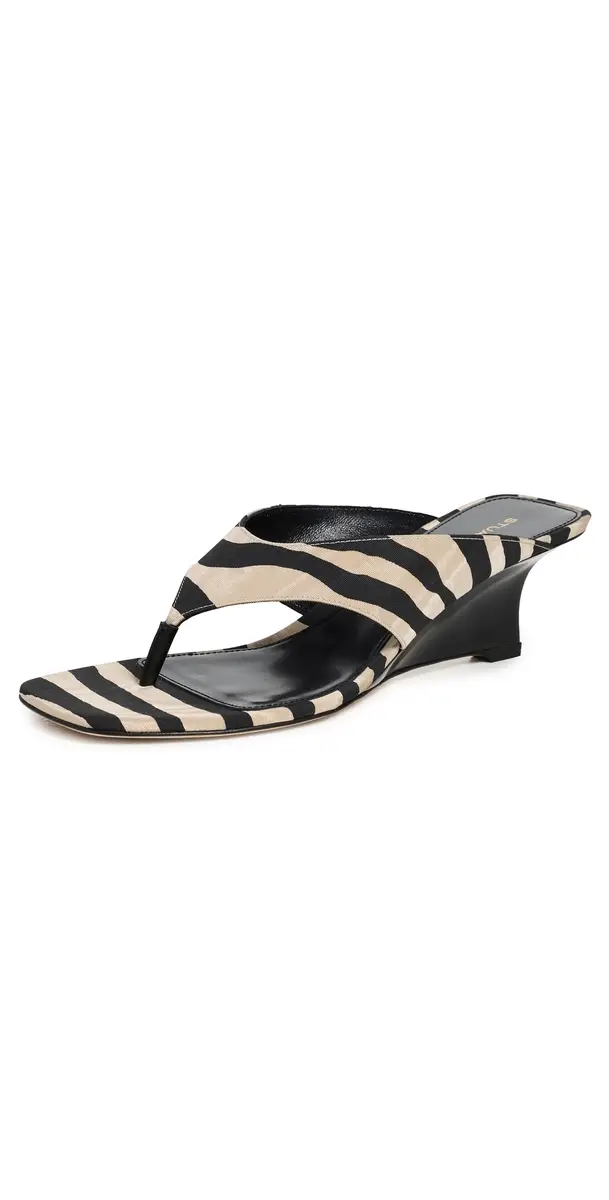 Stuart Weitzman Vinnie Wedge Thong Sandals Crm/Smk | Image 1 Stuart Weitzman Vinnie Wedge Thong Sandals Crm/Smk | Image 1