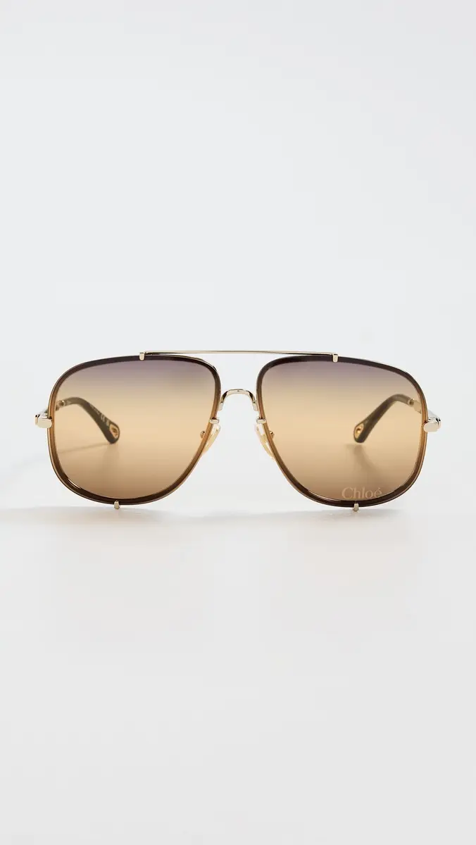 Chloé Aviator Sunglasses Gold/Yellow One Size | Thumbnail 2