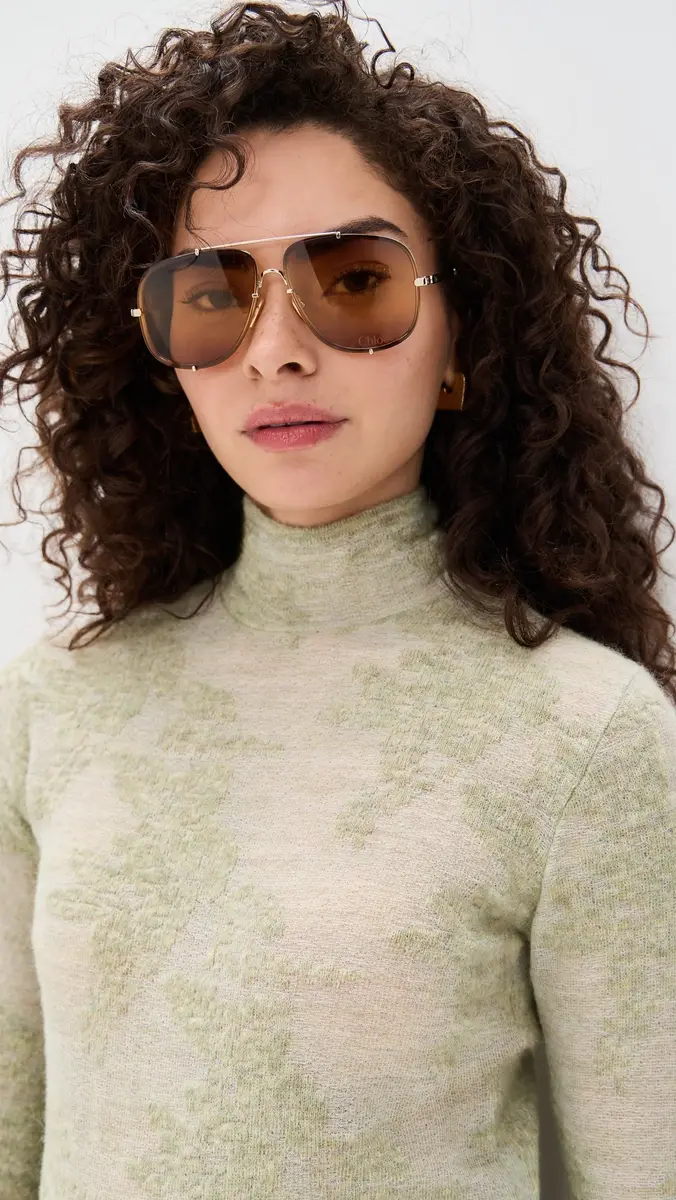 Chloé Aviator Sunglasses Gold/Yellow One Size | Thumbnail 3