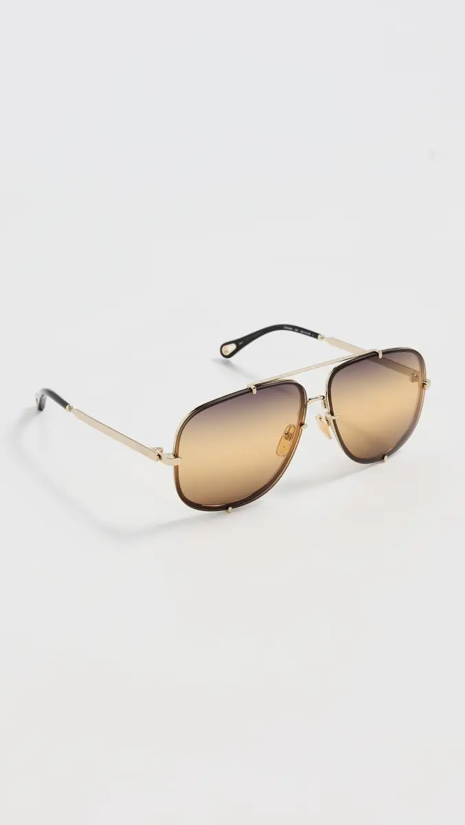 Chloé Aviator Sunglasses Gold/Yellow One Size | Thumbnail 4
