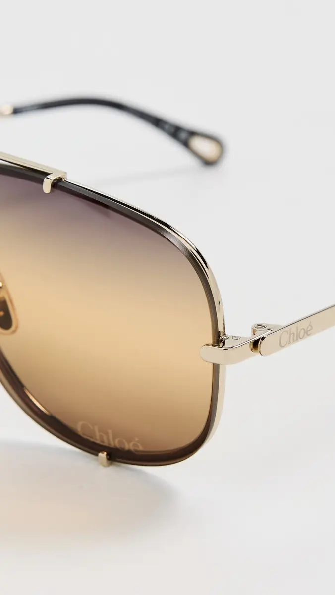 Chloé Aviator Sunglasses Gold/Yellow One Size | Thumbnail 5