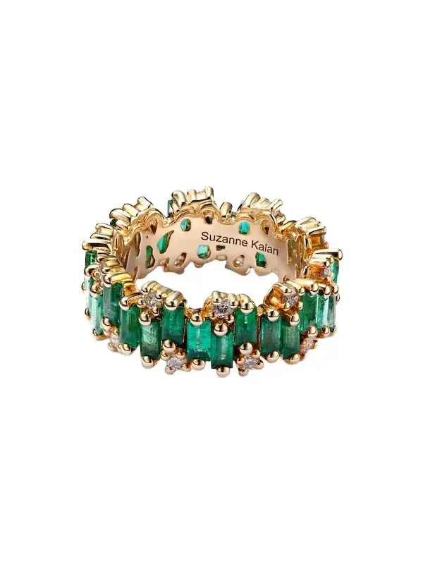 Shimmer Audrey 18kt yellow gold ring with emeralds and diamonds