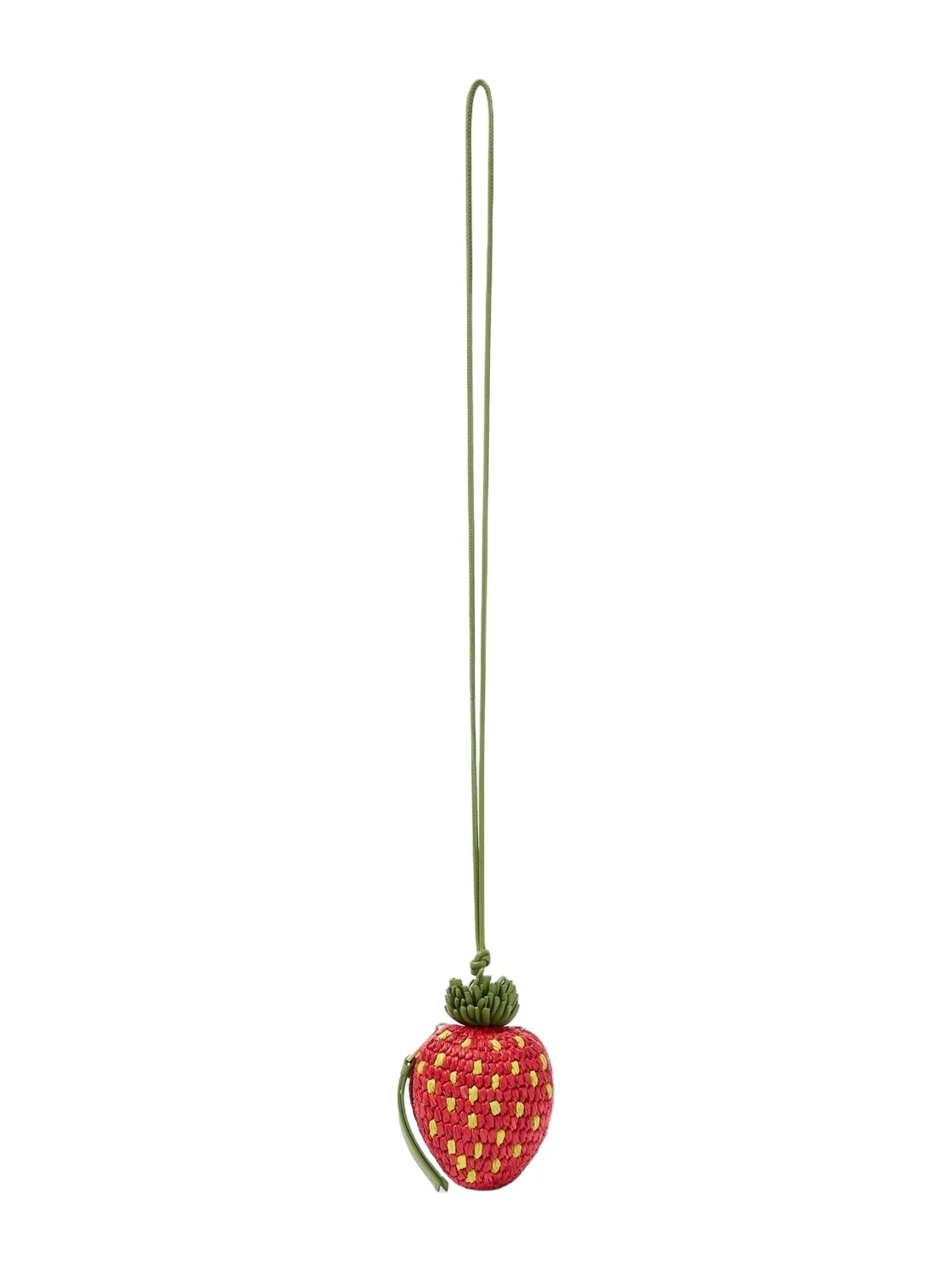 Loewe Strawberry raffia coin purse with strap