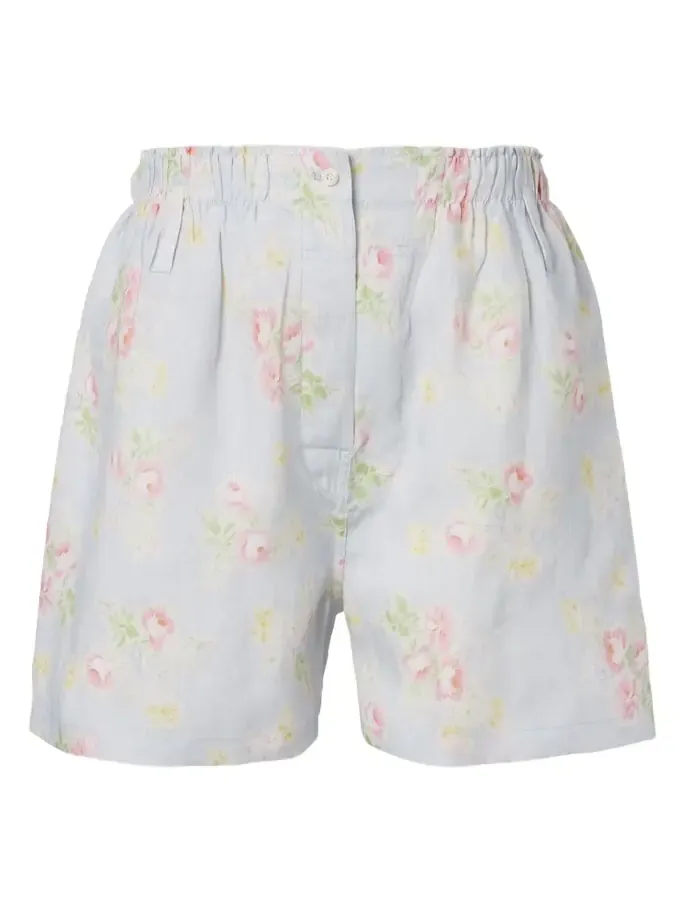 Floral linen shorts