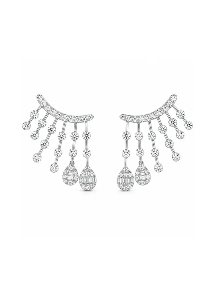 1.20ct Diamond 14K Gold Cluster Climber Earrings 1.20ct Diamond 14K Gold Cluster Climber Earrings