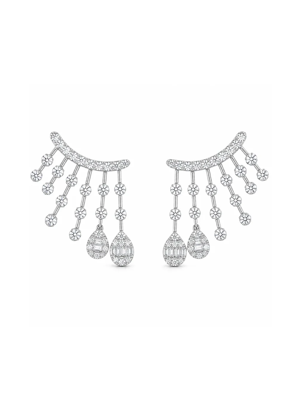 1.20ct Diamond 14K Gold Cluster Climber Earrings 1.20ct Diamond 14K Gold Cluster Climber Earrings