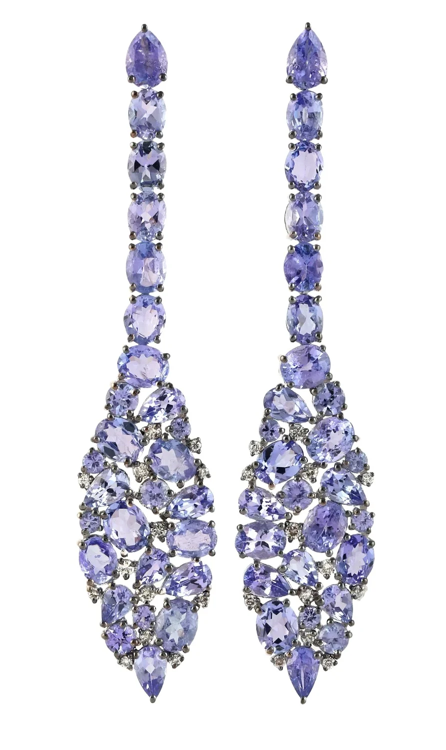 14.19ct Diamond Tanzanite 18K Gold Drop Earrings 14.19ct Diamond Tanzanite 18K Gold Drop Earrings