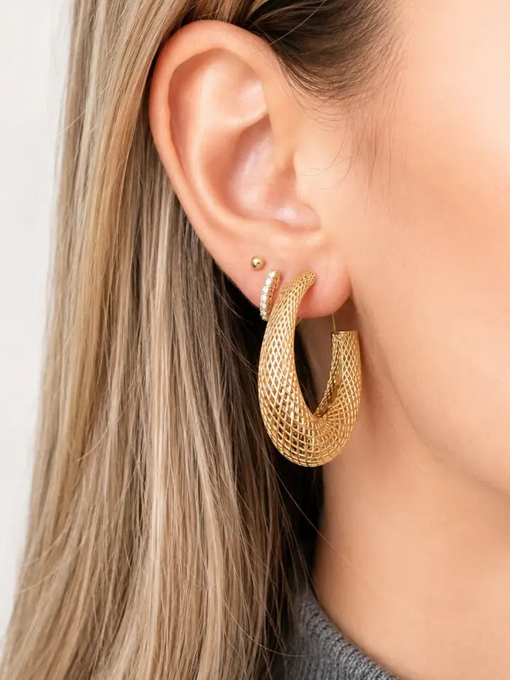 Wish Fine Jewelry 18K Gold Statement Geometric Hoop Earrings | Thumbnail 2