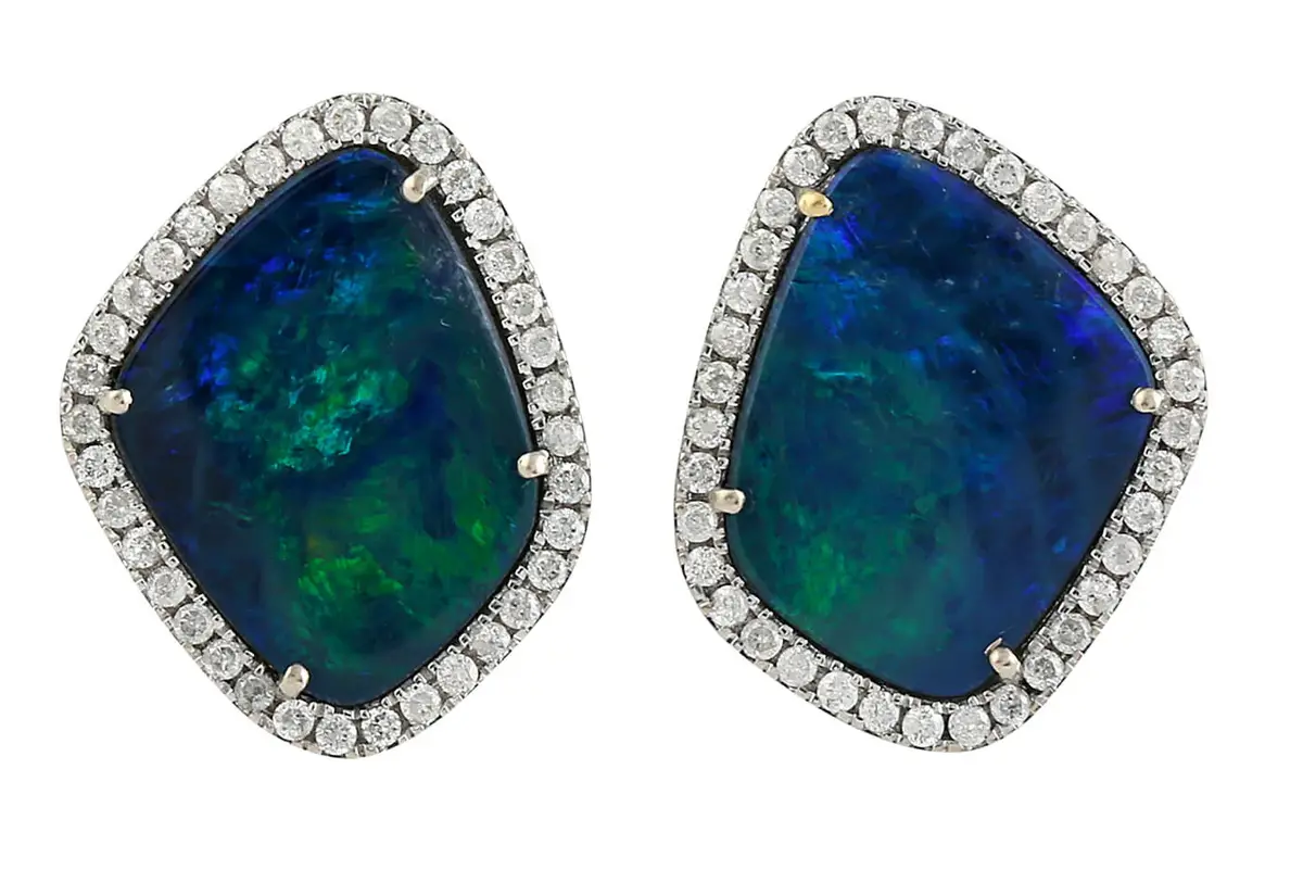 Wish Fine Jewelry 6.26ct Diamond Opal 18K Gold Stud Earrings | Image 1 Wish Fine Jewelry 6.26ct Diamond Opal 18K Gold Stud Earrings | Image 1