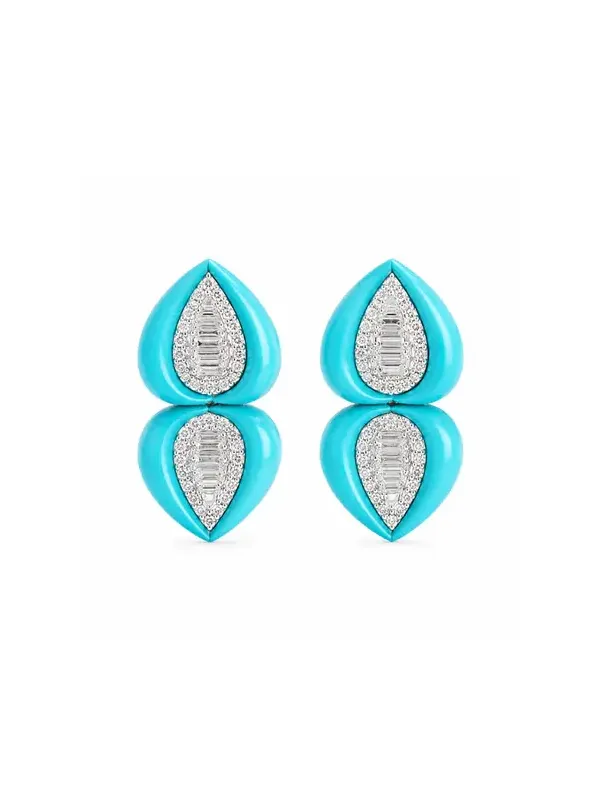 9.58ct Diamond Turquoise 18K Gold Drop Earrings 9.58ct Diamond Turquoise 18K Gold Drop Earrings