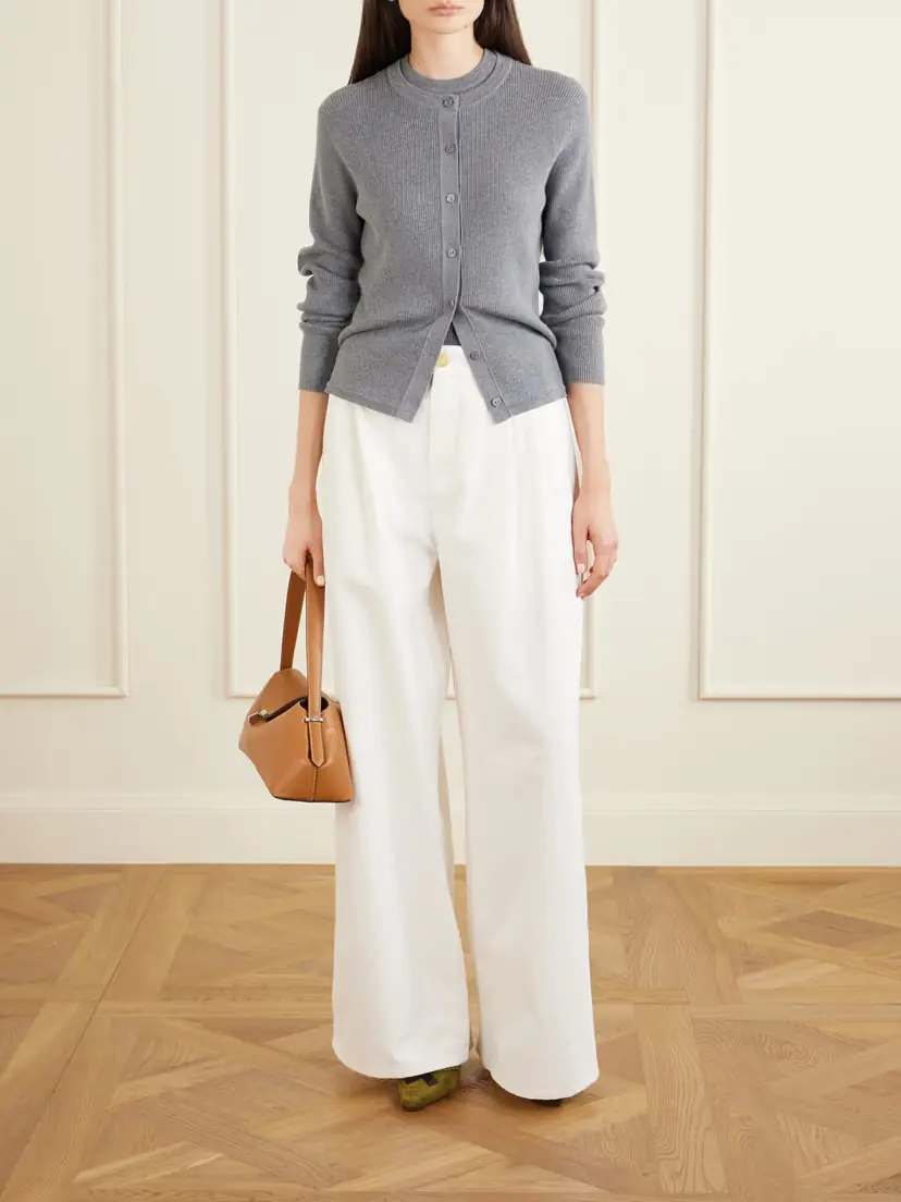 Lisa Yang Abeena Ribbed Cotton And Cashmere-blend Cardigan - Gray | Thumbnail 2