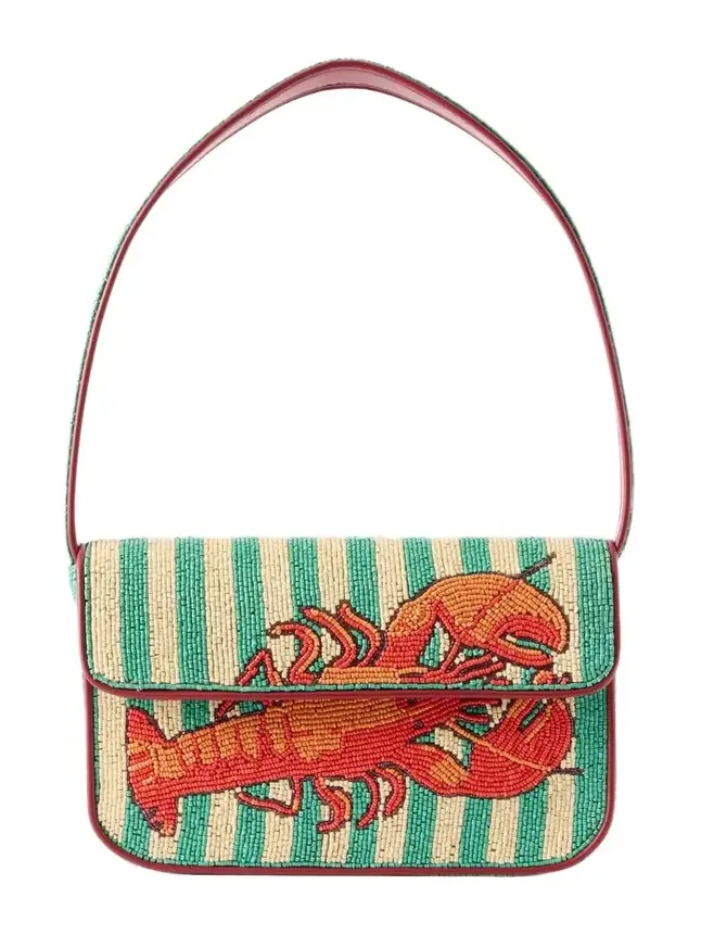 Tommy Bead-embellished Leather-trimmed Satin Shoulder Bag Tommy Bead-embellished Leather-trimmed Satin Shoulder Bag