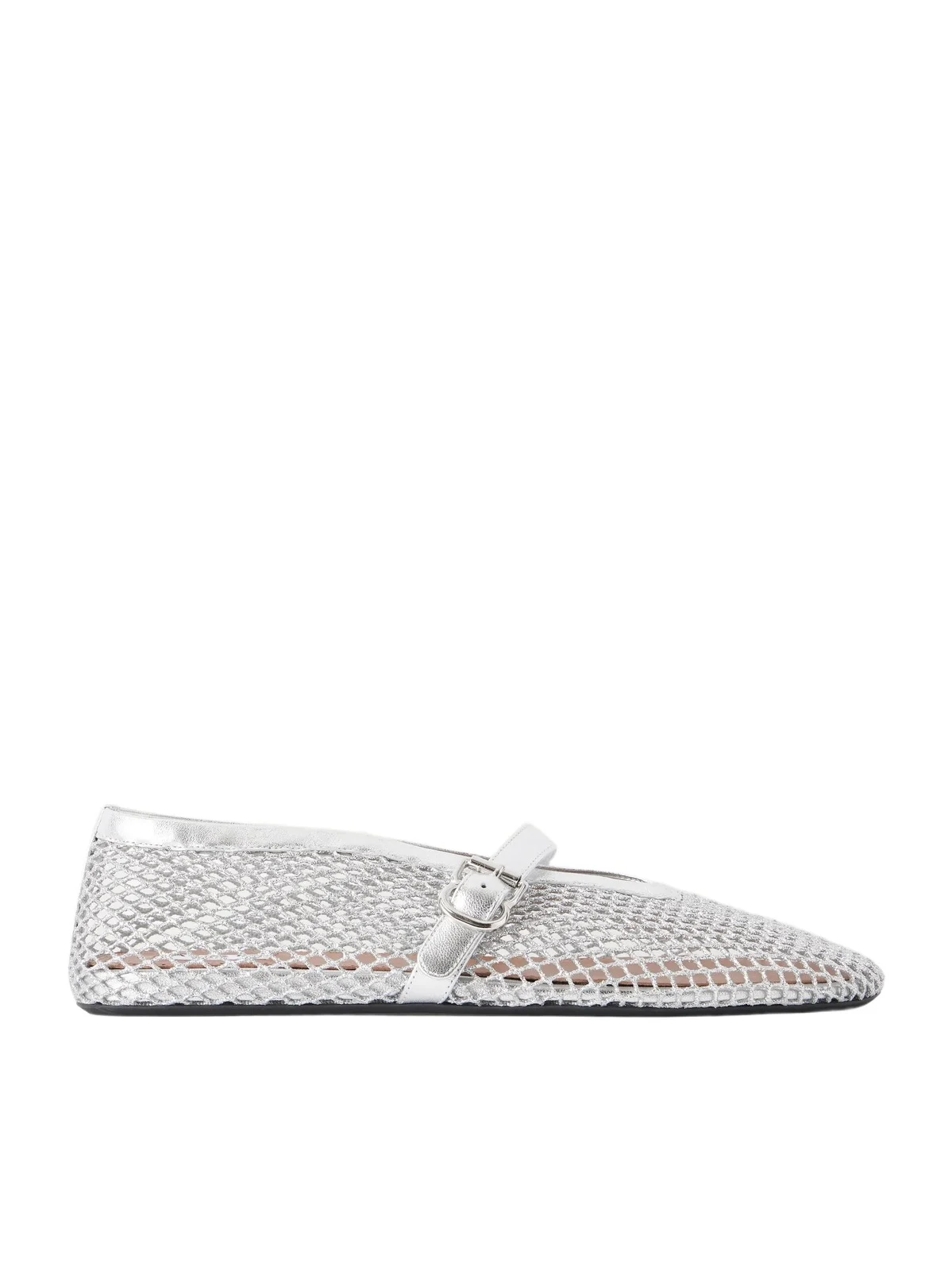 ALAÏA Metallic Leather-trimmed Mesh Ballet Flats