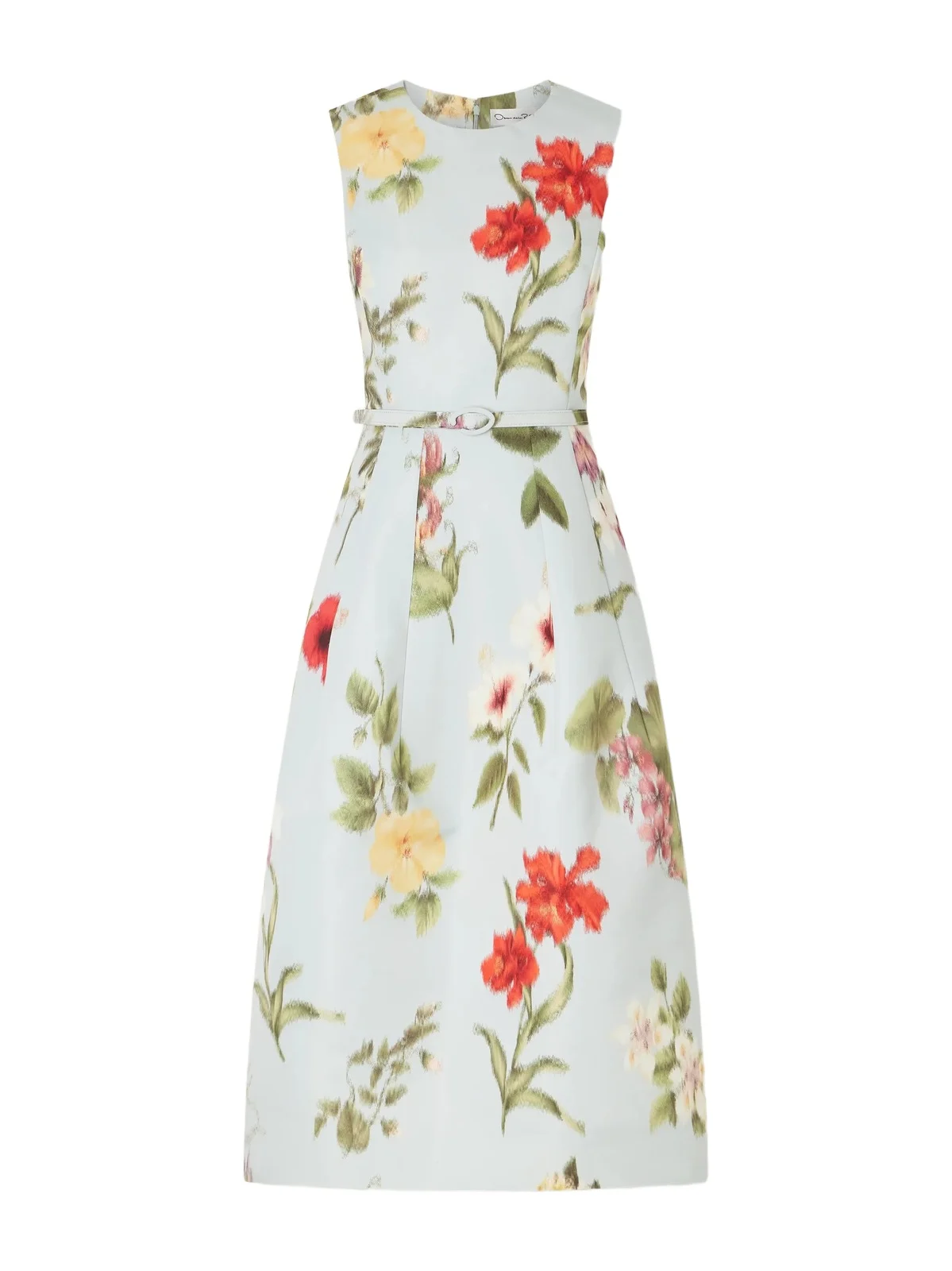 Belted Floral-print Faille Midi Dress Belted Floral-print Faille Midi Dress