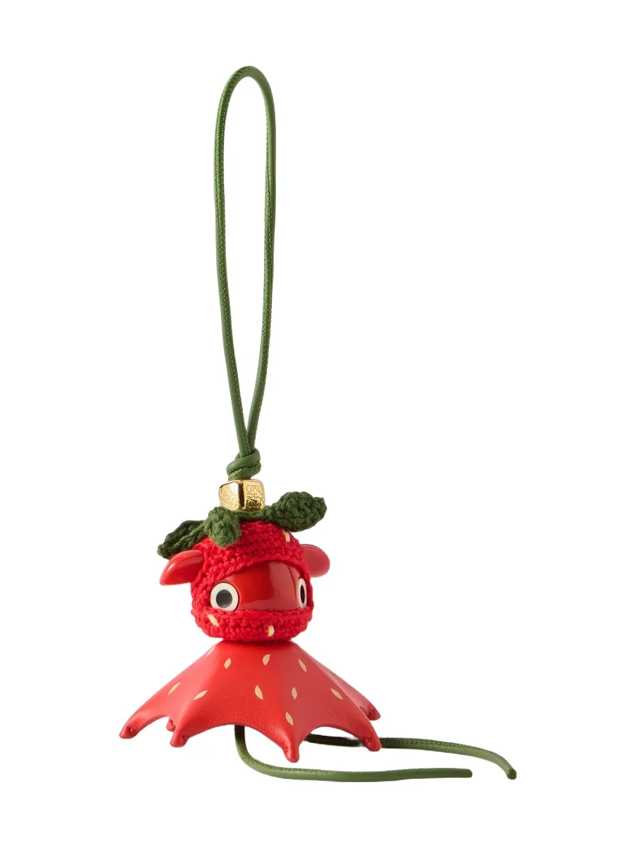 + Paula's Ibiza Strawberry Logo-embellished Leather Charm + Paula's Ibiza Strawberry Logo-embellished Leather Charm