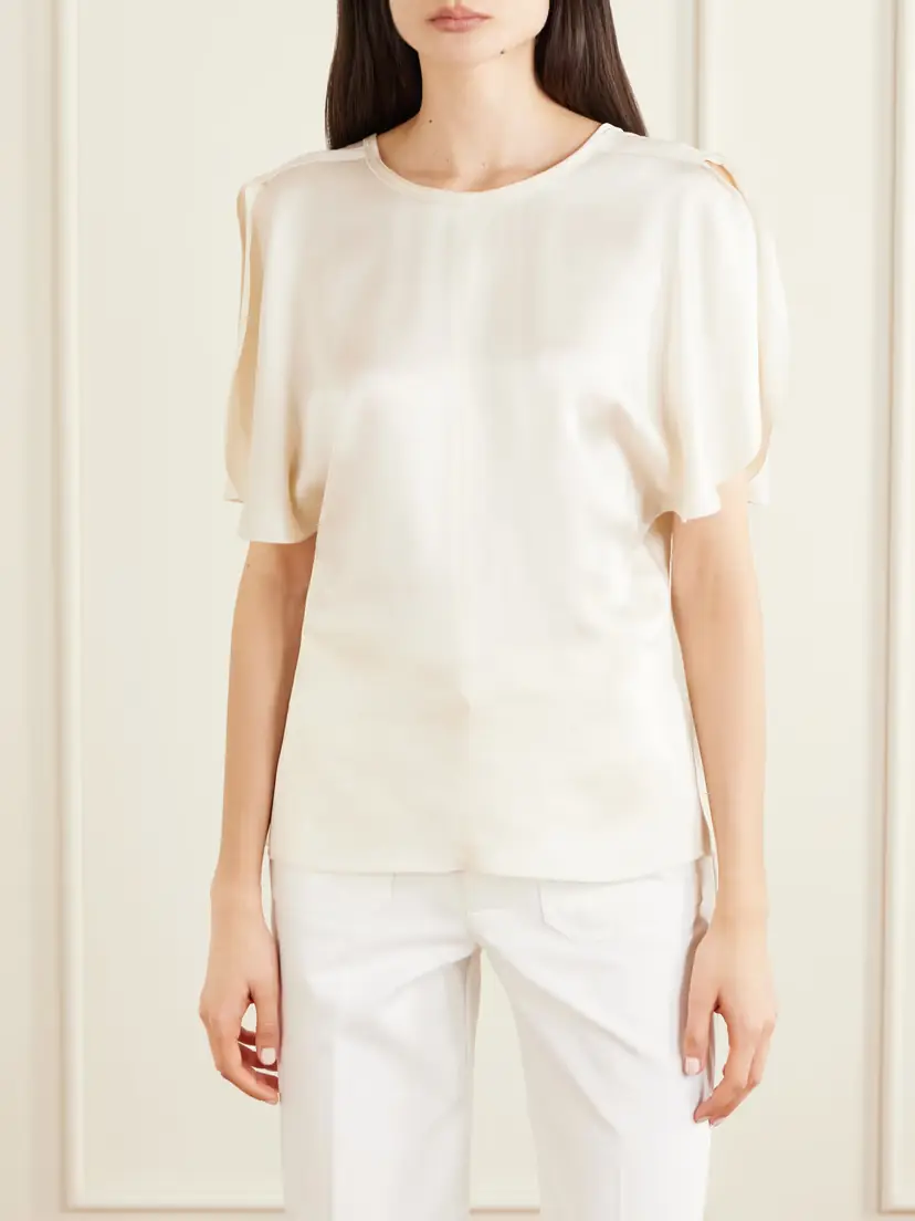 Victoria Beckham Bela Draped Satin Blouse | Thumbnail 3