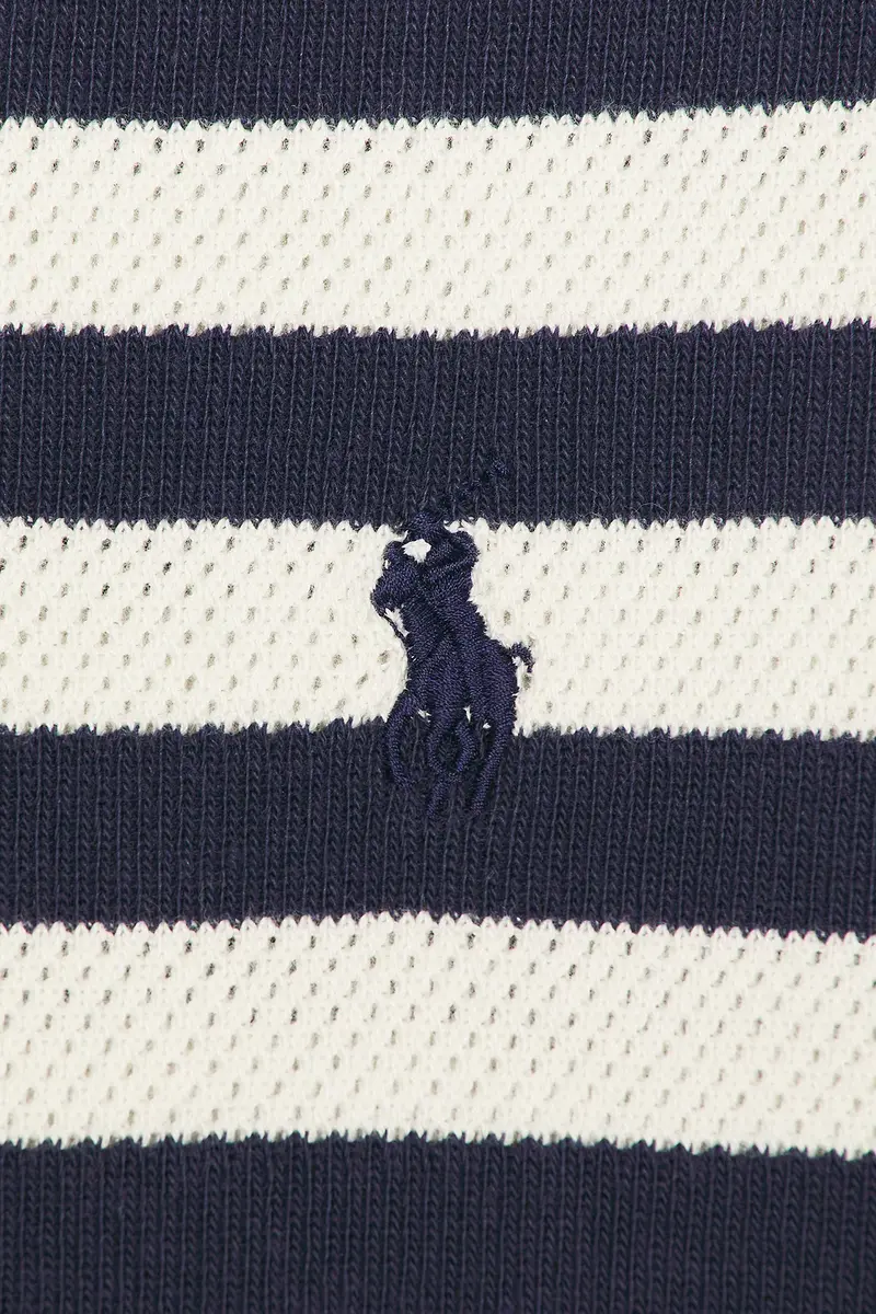 Polo Ralph Lauren Short Sleeve Cotton Club Stripe Textured Fully Fashioned Johnny Collar Polo | Thumbnail 5 Polo Ralph Lauren Short Sleeve Cotton Club Stripe Textured Fully Fashioned Johnny Collar Polo | Thumbnail 5