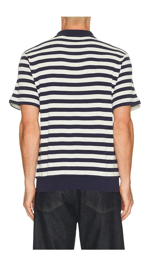 Polo Ralph Lauren Short Sleeve Cotton Club Stripe Textured Fully Fashioned Johnny Collar Polo | Thumbnail 7 Polo Ralph Lauren Short Sleeve Cotton Club Stripe Textured Fully Fashioned Johnny Collar Polo | Thumbnail 7