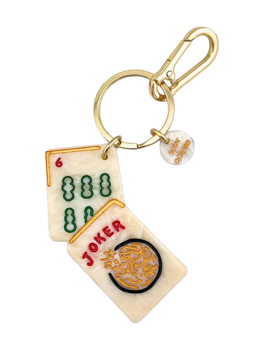 Hand-painted Mahjong Bag Charm + Keychain