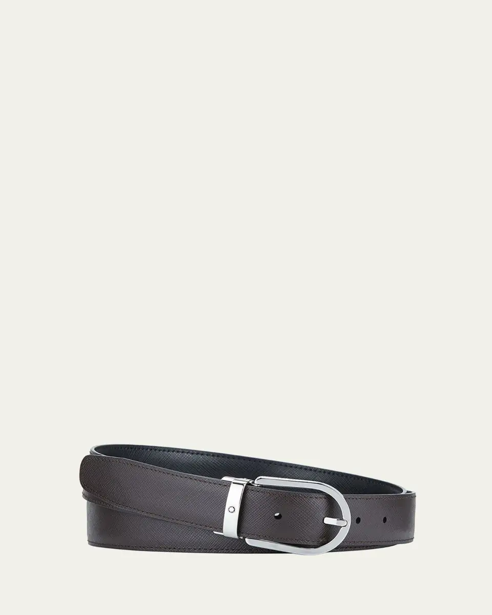 Montblanc Men's Horseshoe-Buckle Reversible Leather Belt | Thumbnail 2