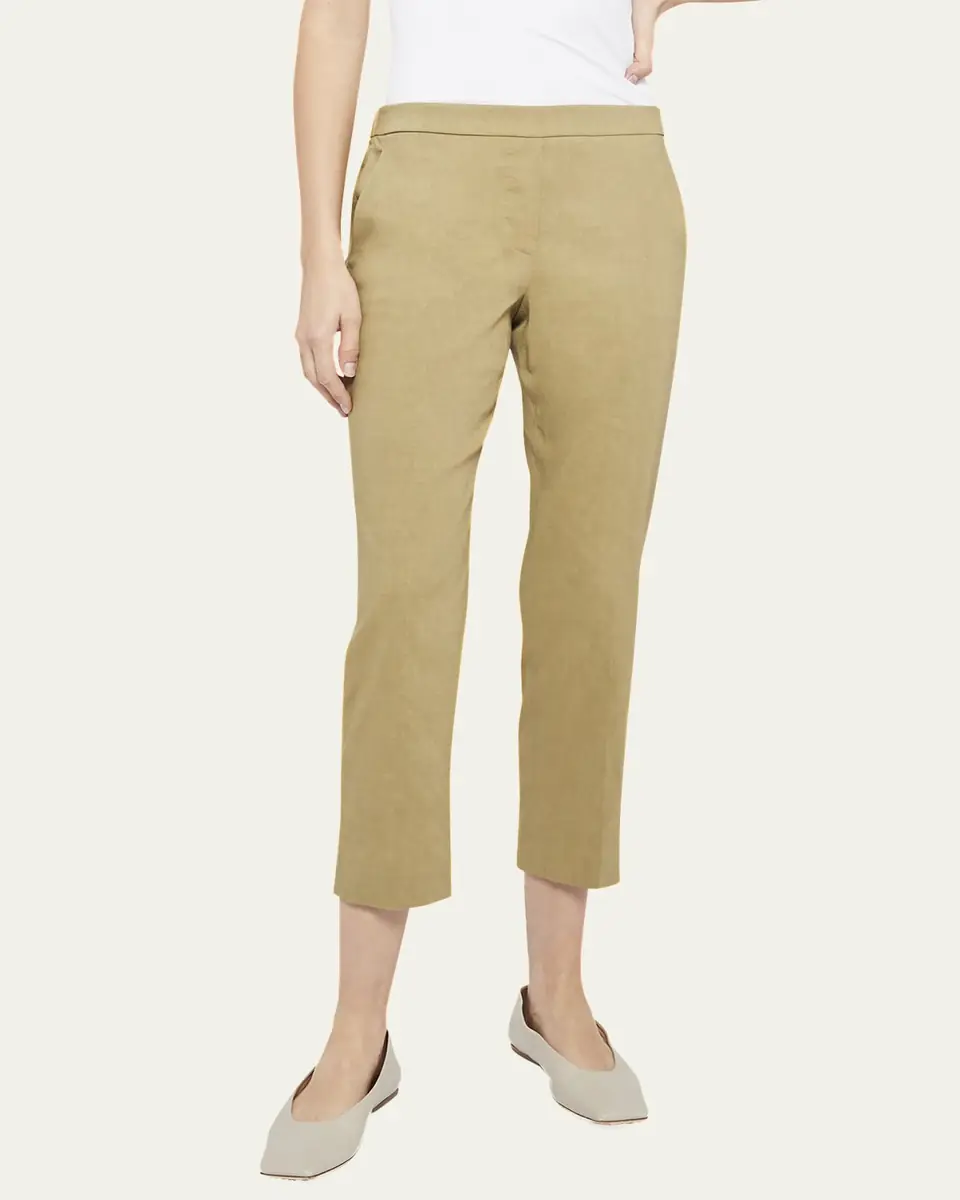Theory Treeca Good Linen Cropped Pull-On Ankle Pants | Thumbnail 6