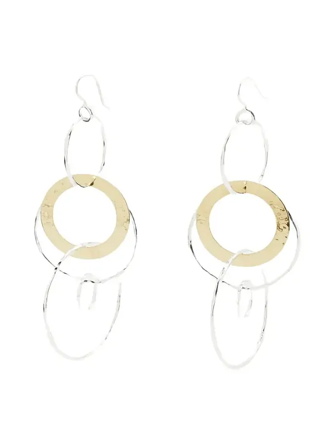 Jumbo Hammered Jet Set Earrings in Chimera