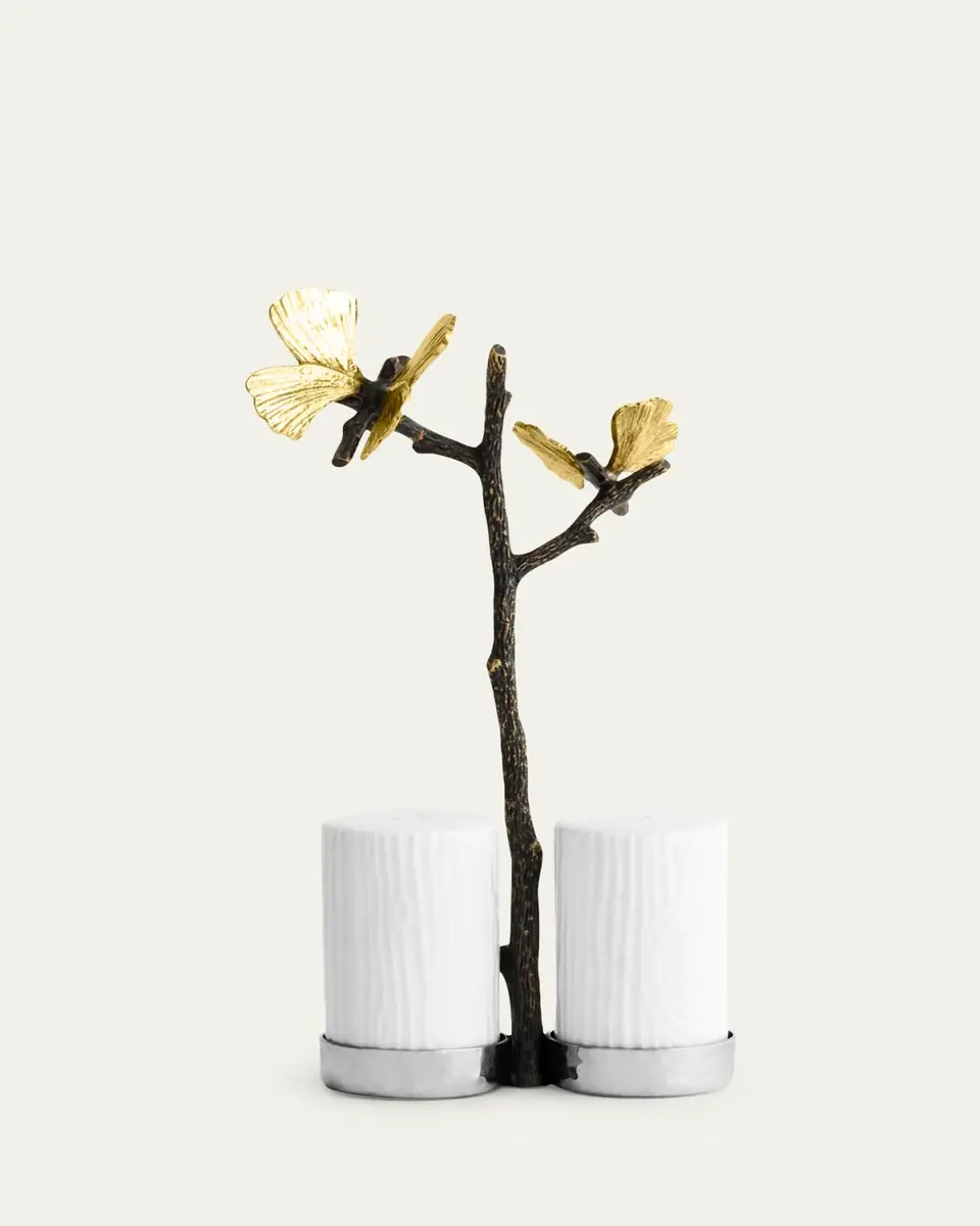 Michael Aram Butterfly Ginkgo Salt and Pepper Shakers with Caddy | Thumbnail 2 Michael Aram Butterfly Ginkgo Salt and Pepper Shakers with Caddy | Thumbnail 2