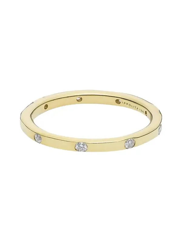 Thin Band Ring in 18K Gold with Diamonds