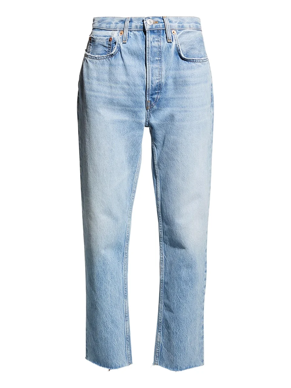 RE/DONE High-Rise Stovepipe Jeans with Raw-Edge Hem