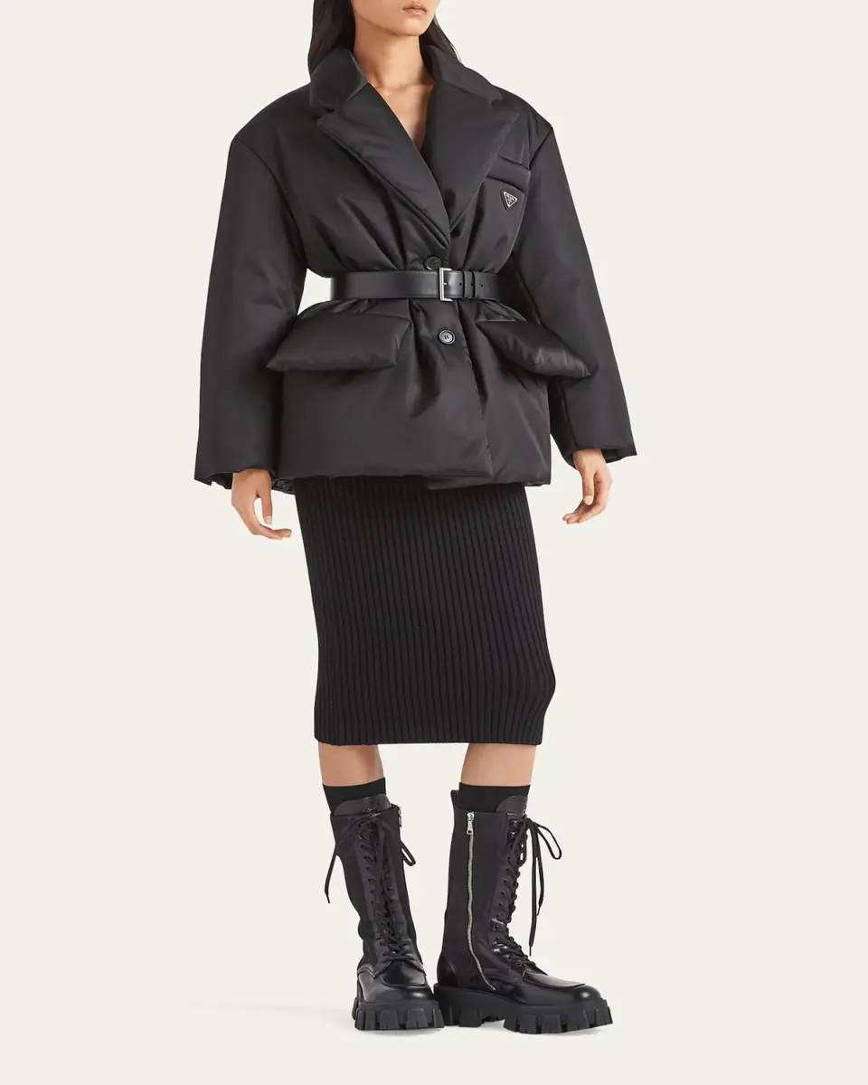 Prada Re-Nylon Belted Down Jacket | Thumbnail 2