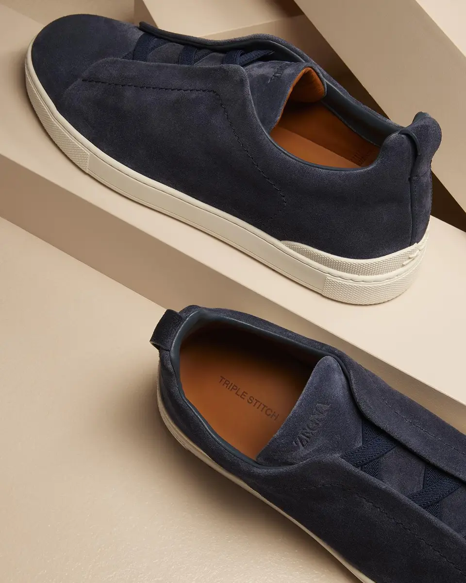Zegna Men's Triple Stitch Suede Sneakers | Thumbnail 5