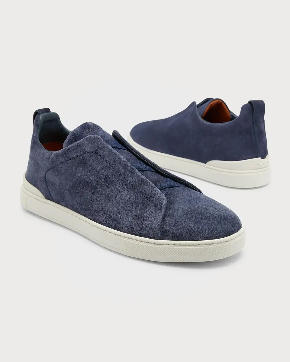 Zegna Men's Triple Stitch Suede Sneakers | Thumbnail 9