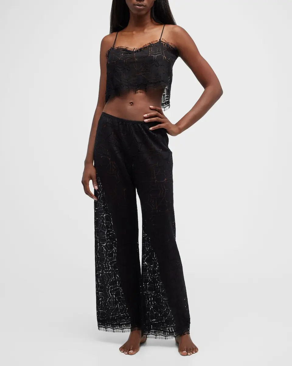 LESET Daniel Wide-Leg Lace Pants | Thumbnail 2 LESET Daniel Wide-Leg Lace Pants | Thumbnail 2