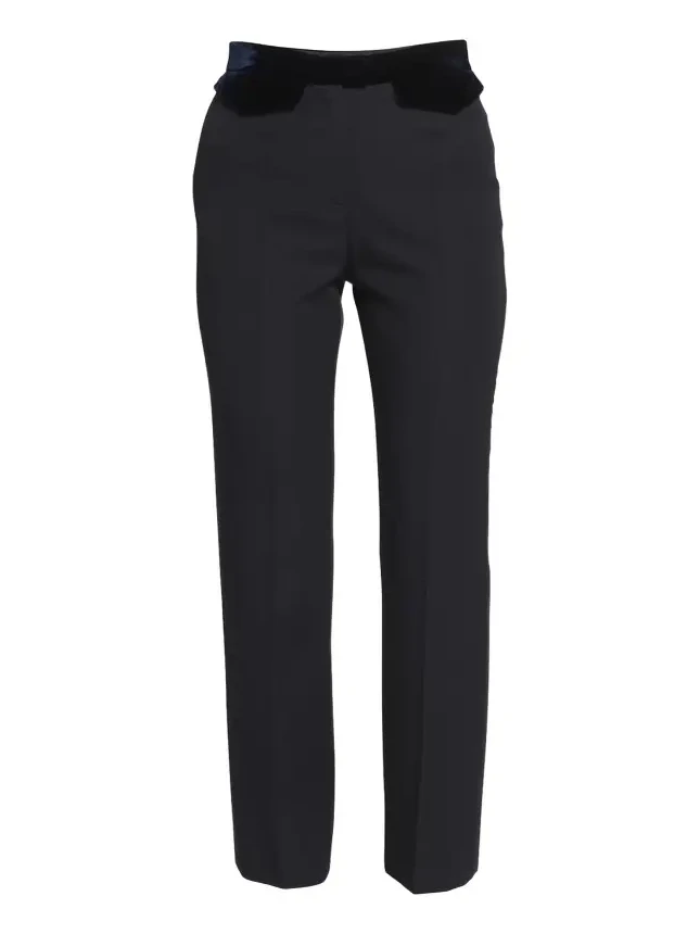 Wool Tuxedo Pants with Velvet Details Wool Tuxedo Pants with Velvet Details