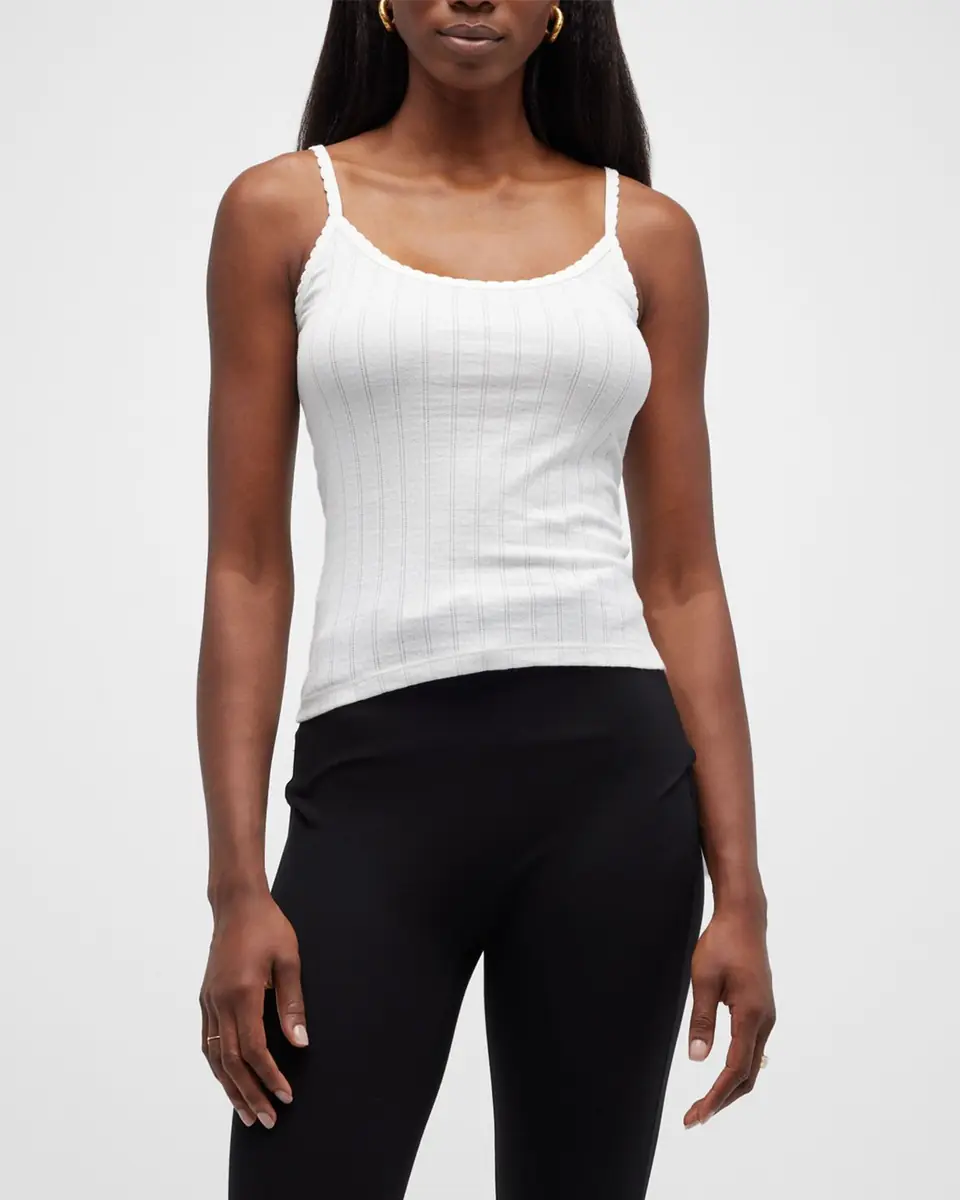 LESET Cotton Pointelle Scalloped Tank Top | Thumbnail 3 LESET Cotton Pointelle Scalloped Tank Top | Thumbnail 3