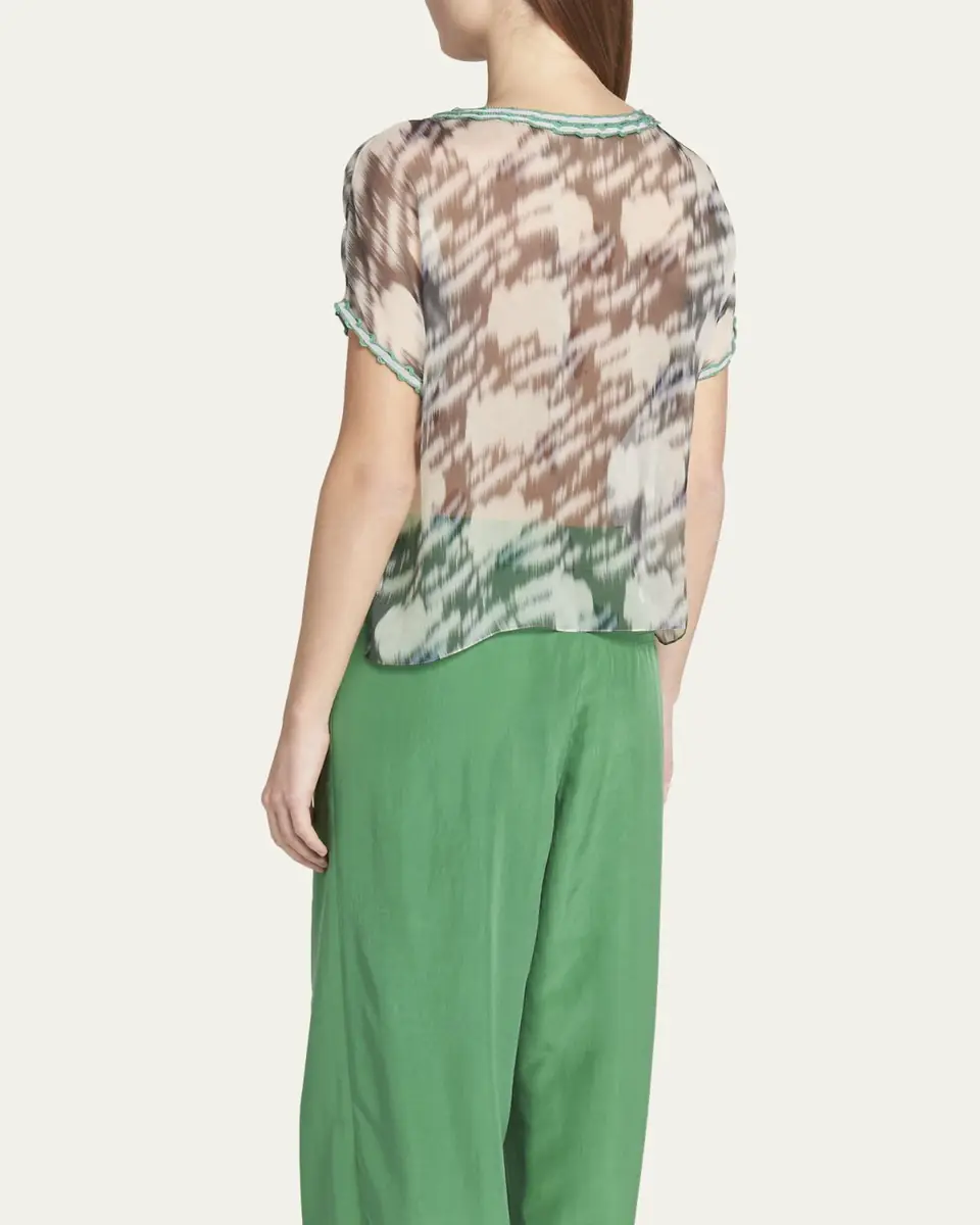 Giorgio Armani Abstract Leopard Print Sheer Blouse | Thumbnail 3 Giorgio Armani Abstract Leopard Print Sheer Blouse | Thumbnail 3