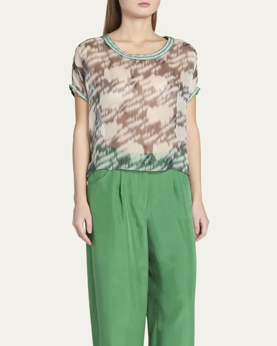Giorgio Armani Abstract Leopard Print Sheer Blouse | Thumbnail 4 Giorgio Armani Abstract Leopard Print Sheer Blouse | Thumbnail 4
