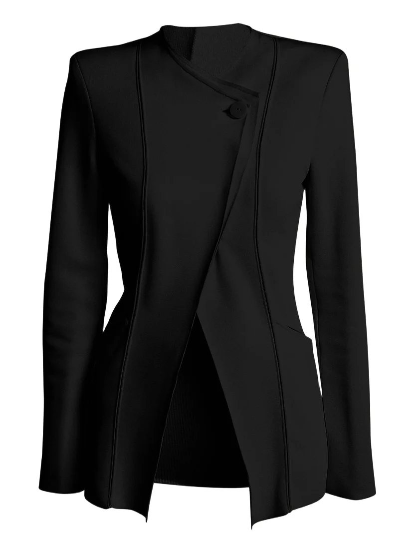 Stretch Viscose Asymmetrical Knit Jacket Stretch Viscose Asymmetrical Knit Jacket
